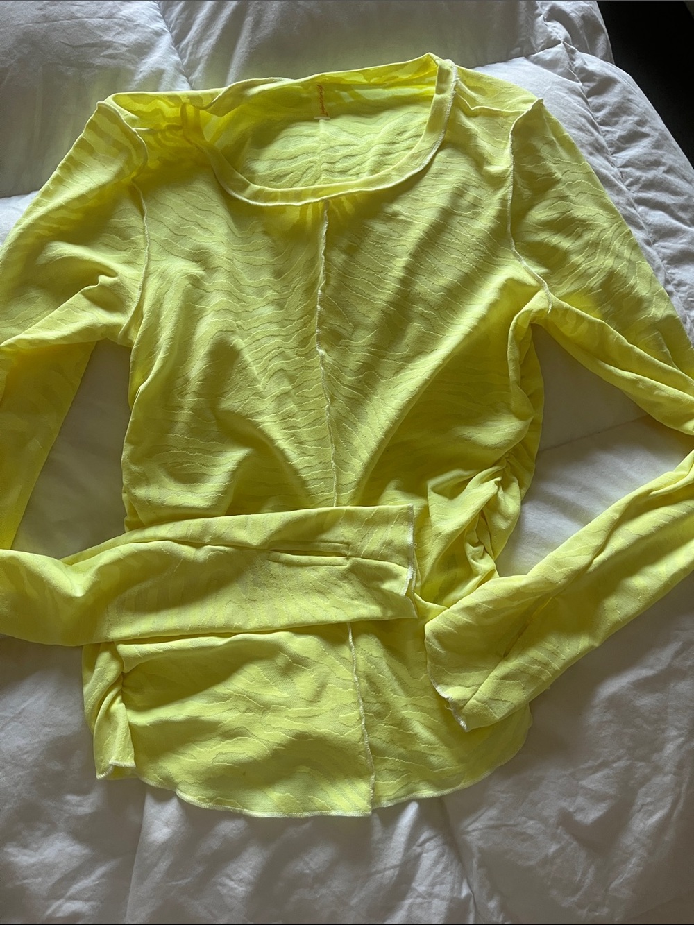 Sheer Neon Yellow Long Sleeve Top